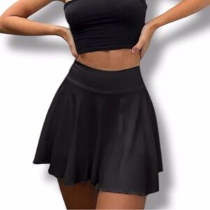 OQQ Black Stretchy A-Line Mini Skirt Skort Womens Size XXL Athletic Tennis Golf